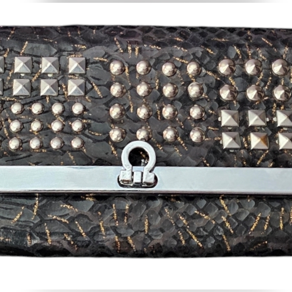 Depeche Mode New York - Black Studded Slim Wallet Clutch Crocodile Patte… - Picture 2 of 9